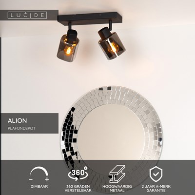 Lucide ALION - Plafondspot - 2xE14 - Zwart